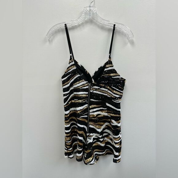 Luxxel Plunge Neck Spaghetti Strap Fully Sequined Romper Size M - Picture 9 of 11